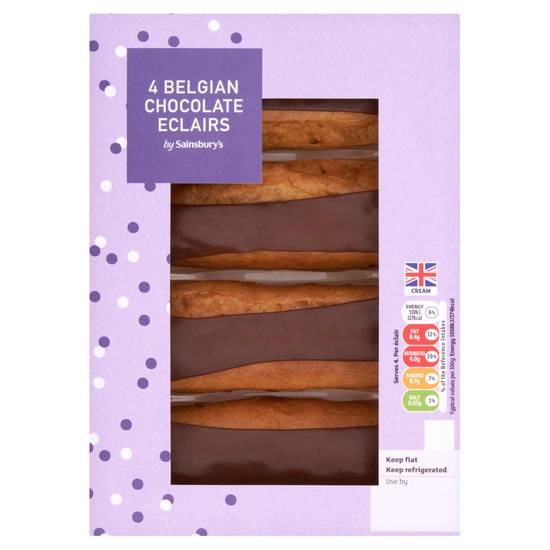 Sainsbury's Fresh Cream Belgian Chocolate Eclairs 4x35g