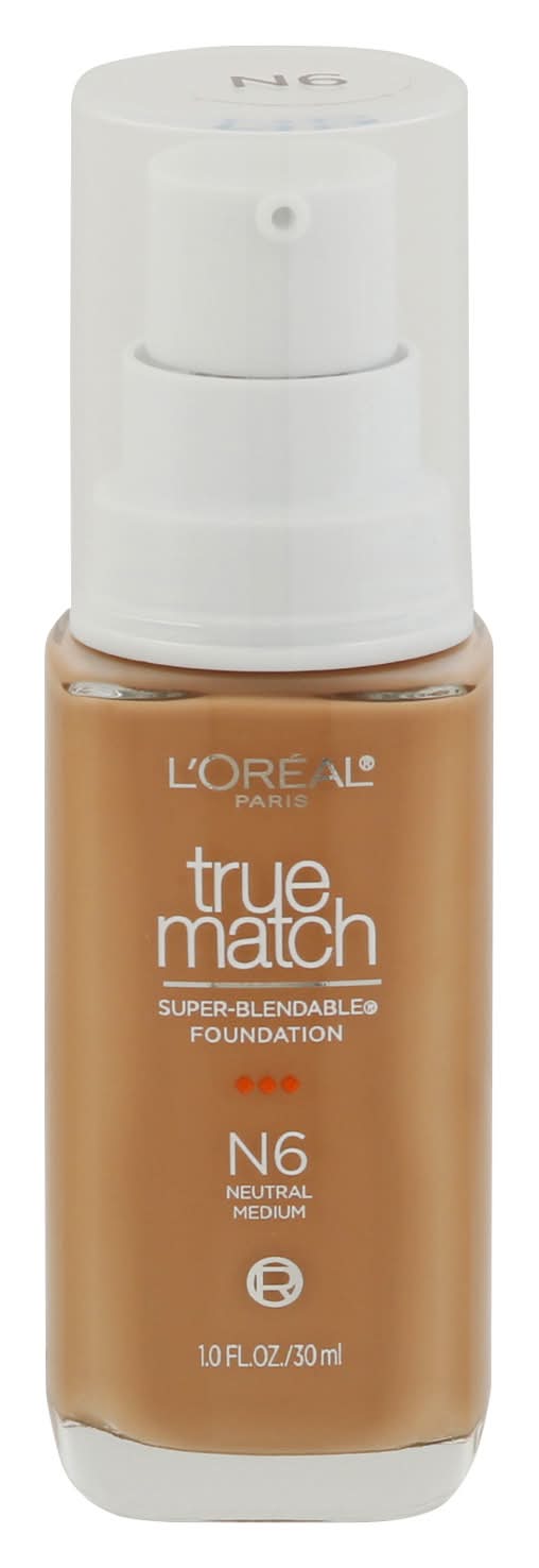 L'Oréal Paris True Match Super Blendable Foundation, N6, Neutral Medium (1 fl oz)