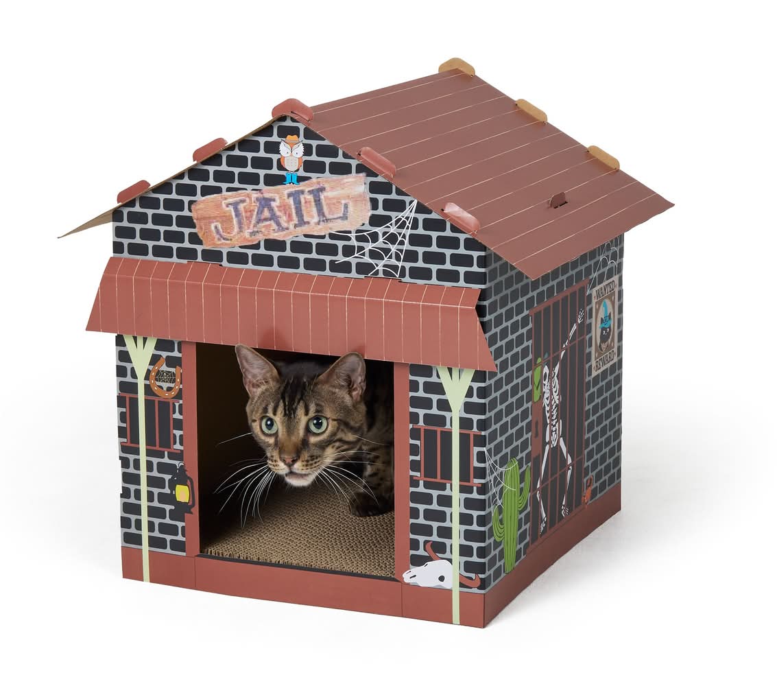 Thrills & Chills® Jail Cat Scratch Hut 19.3 IN L X 19.1 IN W (Color: Multi Color)