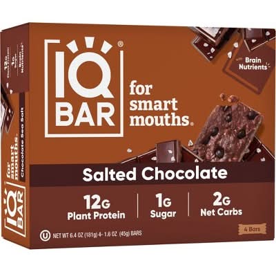 IQBAR Salted Chocolate Protein Bars (4 x 1.6 oz)