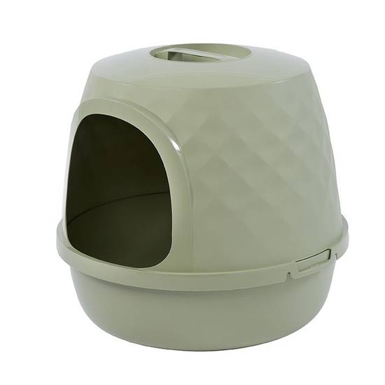 Exquisicat Diamond Dome Wide Entry Hooded Litter Pan With Door (18 in L x 18 in w x 16.8 in w/sage)