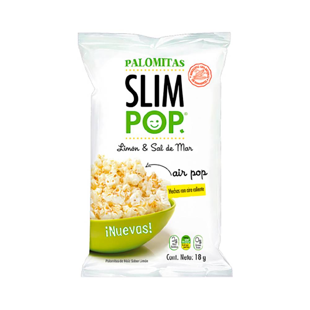 Slim pop palomitas limón y sal de mar (bolsa 18 g)