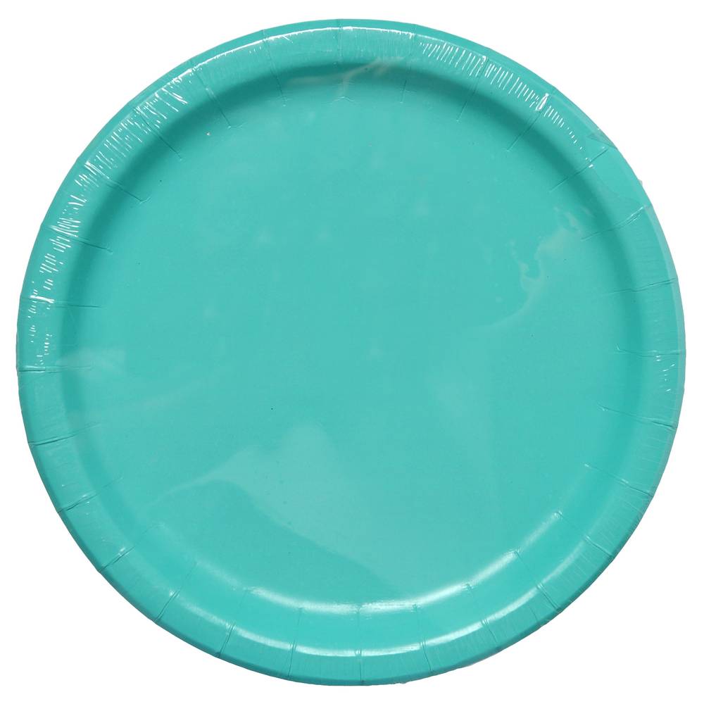 8.75 Teal Round Paper Plates, 12 Pack
