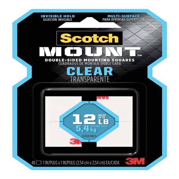 Scotch-Mount Clear Double-Sided Mounting Squares, 1 in X 1 in