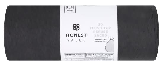 Co-op Honest Value Flush Top Refuse Sacks (20 pack)