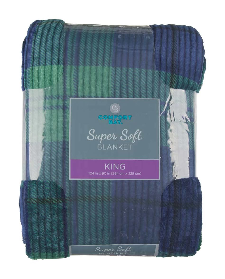 Comfort Bay King Size Super Soft Blanket 104 In X 90 In Assorted