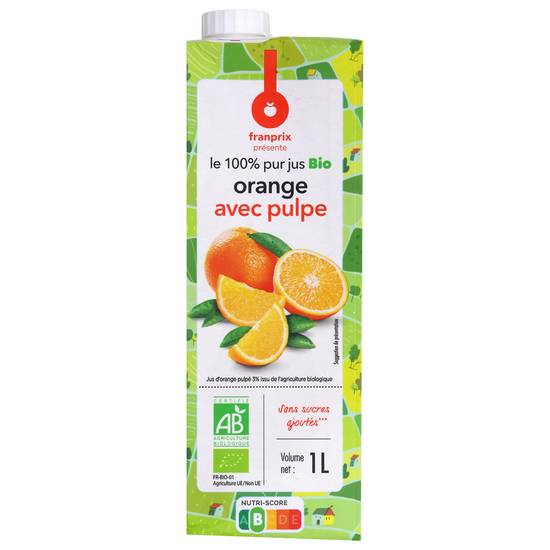 Pur jus orange avec pulpe Bio March  franprix bio 1l