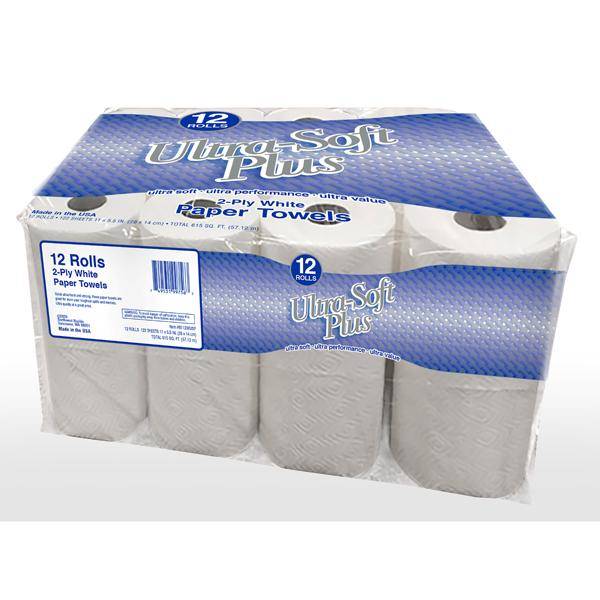 Ultra-Soft Plus 2-Ply White Paper Towels (12 ct)