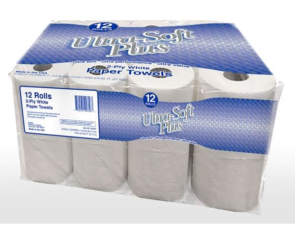 Ultra-Soft Plus 2-Ply White Paper Towels (12 ct)