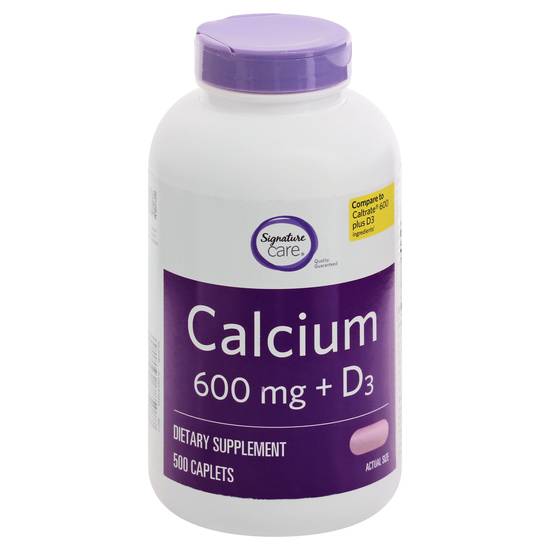 Signature Care Calcium 600mg + Vitamin D3 Dietary Supplement (500 ct)
