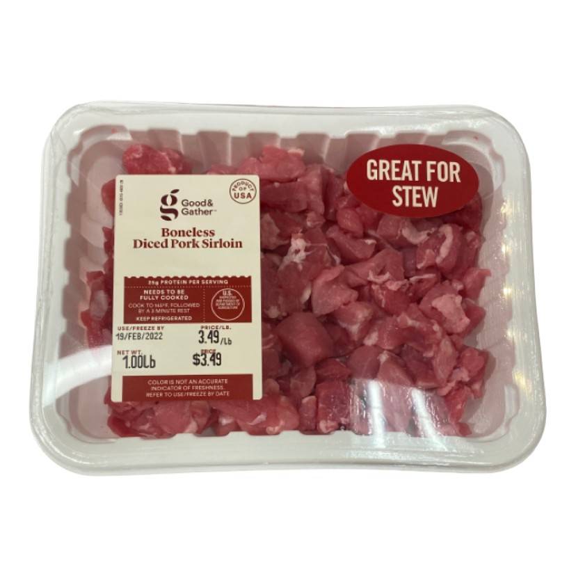 Good & Gather Boneless Diced Pork Sirloin (1 lbs)