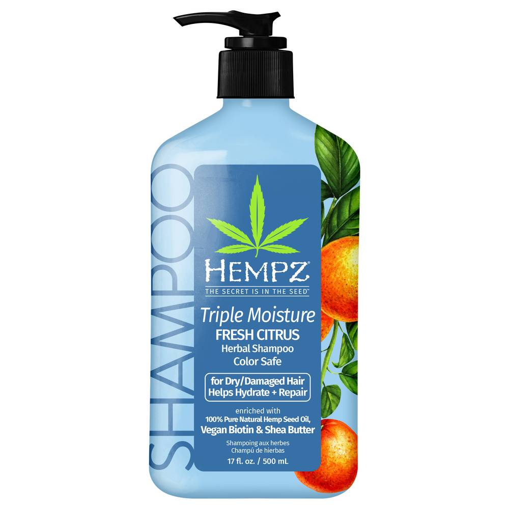 Hempz Triple Moisture Fresh Citrus Herbal Shampoo With Vegan Biotin & Shea Butter (17 fl oz)