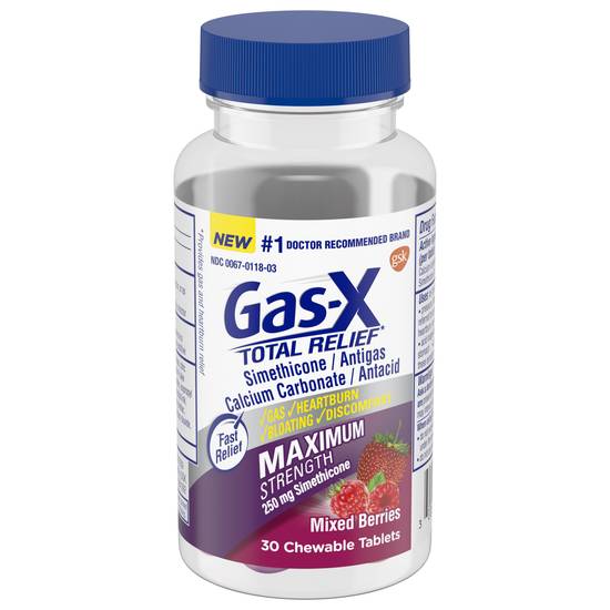 Gas-X Total Relief Chewable Tablet Maximum Strength Gas Relief and Heartburn Relief - 30 ct