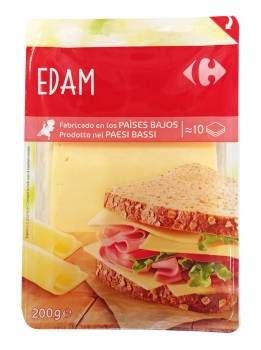 Queso edam en lonchas Carrefour 200 g.