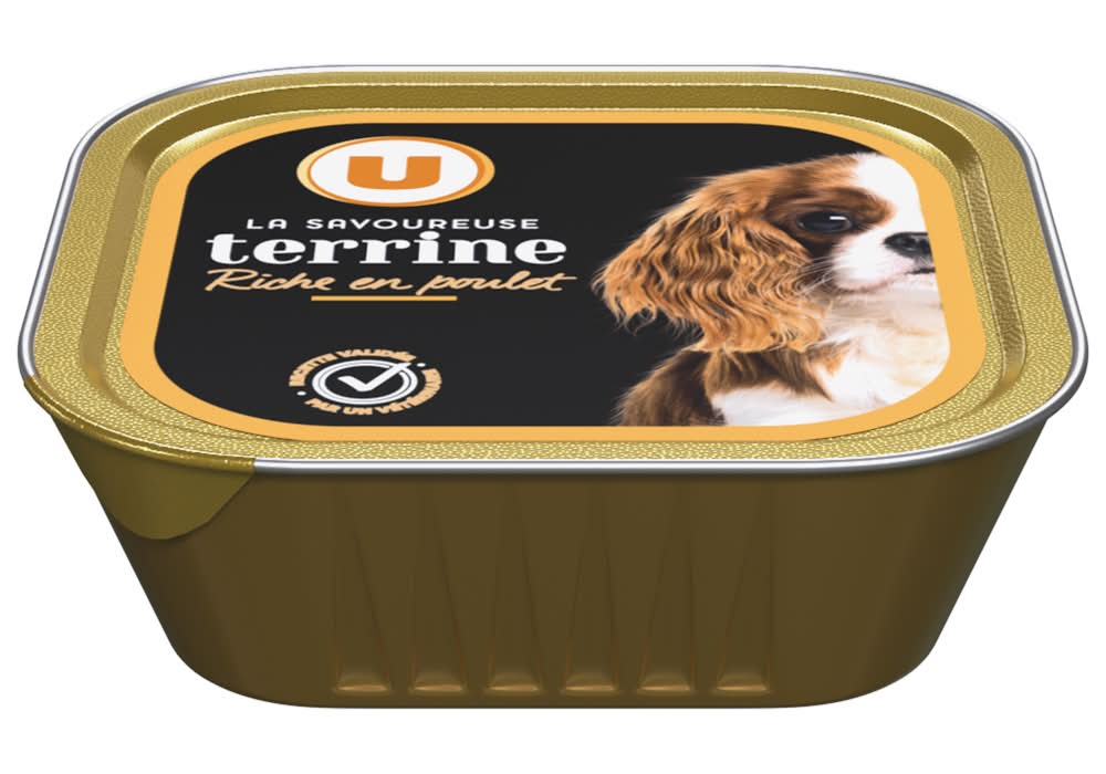 Les Produits U - Aliment pour chien savoureuse terrine riche en poulet (300g)