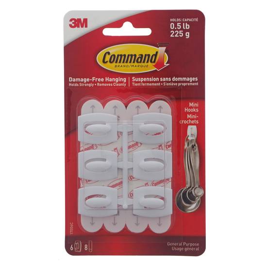 3M Command Mini Hooks, 6Pc (Holds 0.5lbs/225g// 6 pk)