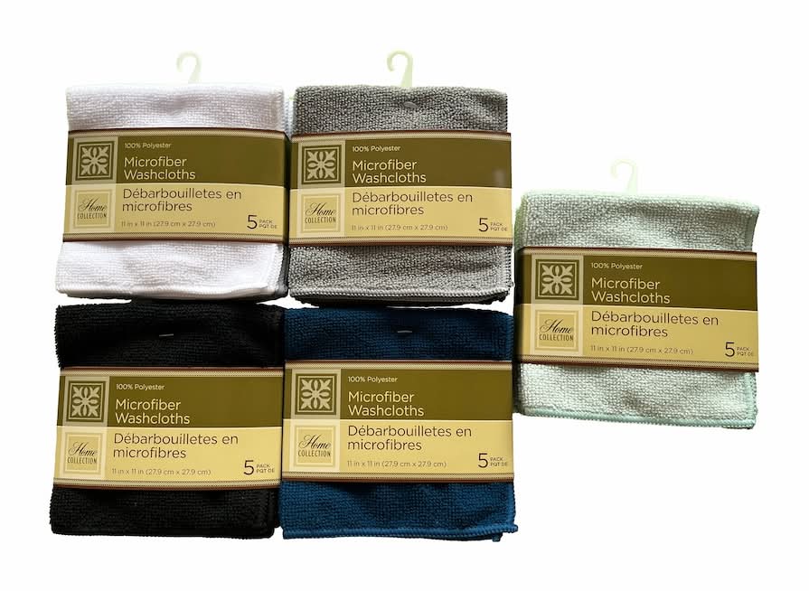 Home Collection Microfiber Washcloths, 11x11 in (5 ct)