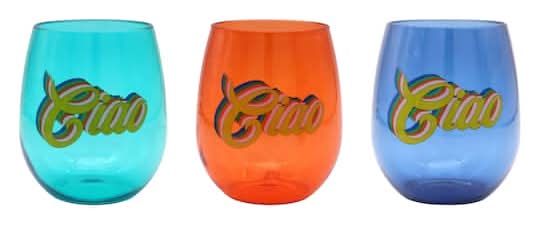 Jonathan Adler x Michaels Stemless Ciao Tumblers Set 16 fl oz, 3.5x3.5x4.3 in (6 ct)