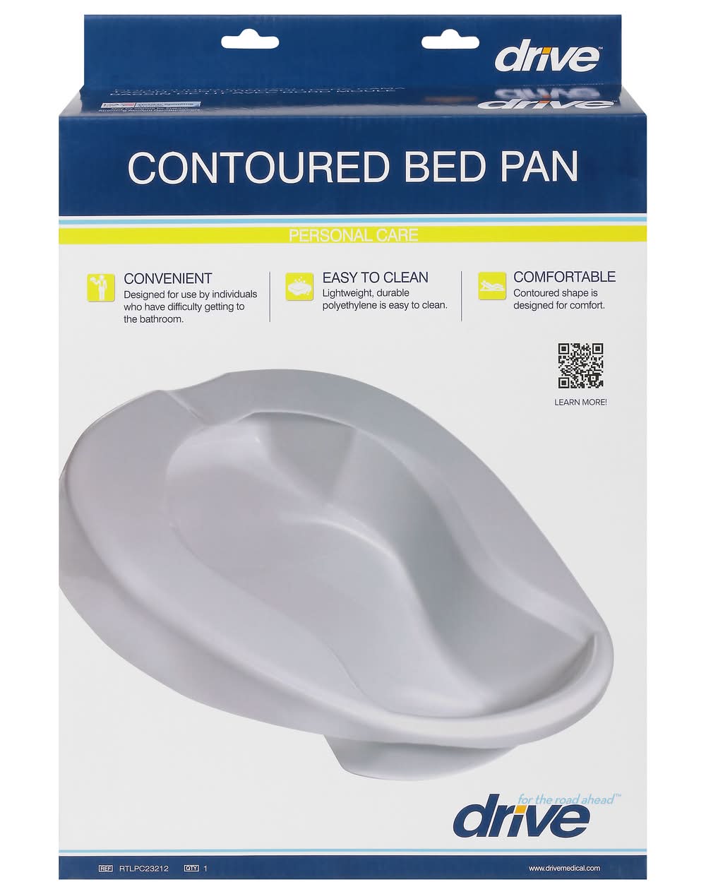 Drive Medical Grey Contoured Bed Pan (200 g)