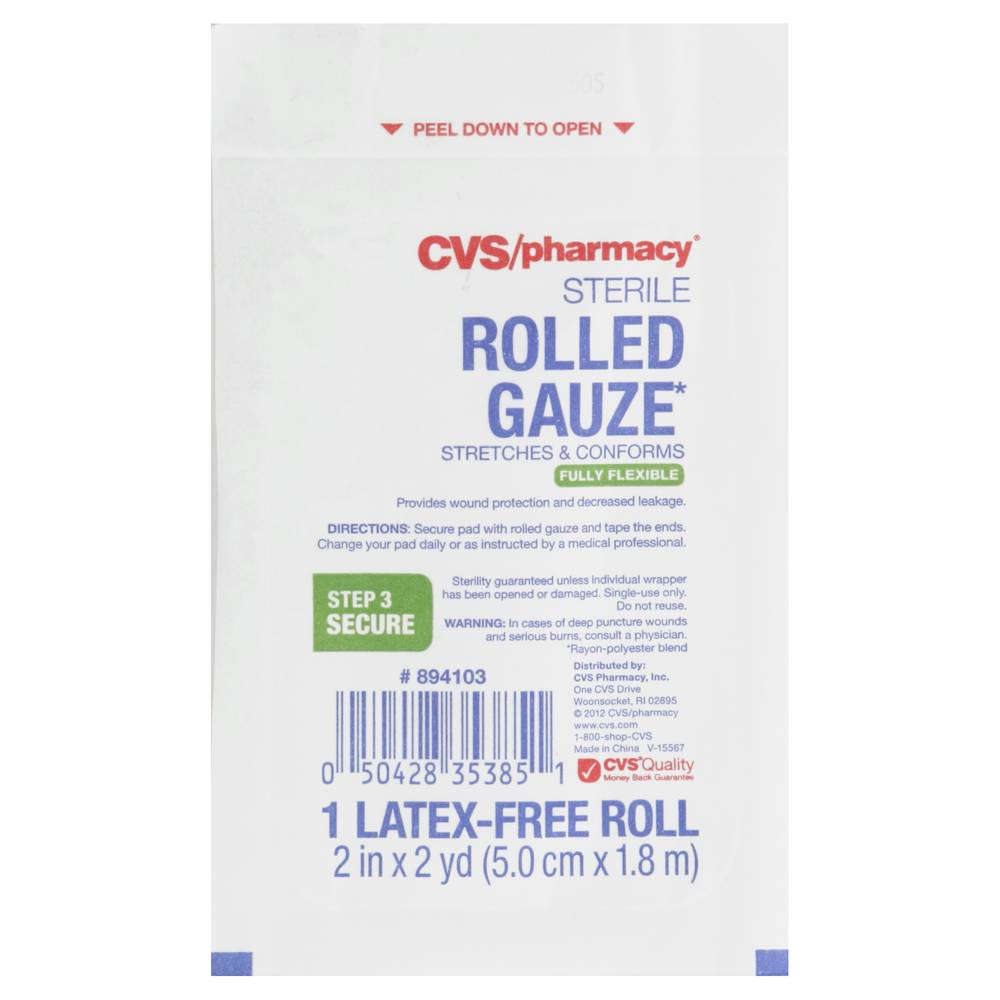 Cvs Pharmacy Fully Flexible Sterile Rolled Gauze Latex-Free Roll