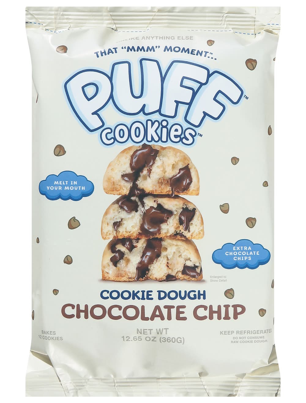 Puff Cookies Cookie Dough, Chocolate Chip (12.65 oz, 12 ct)