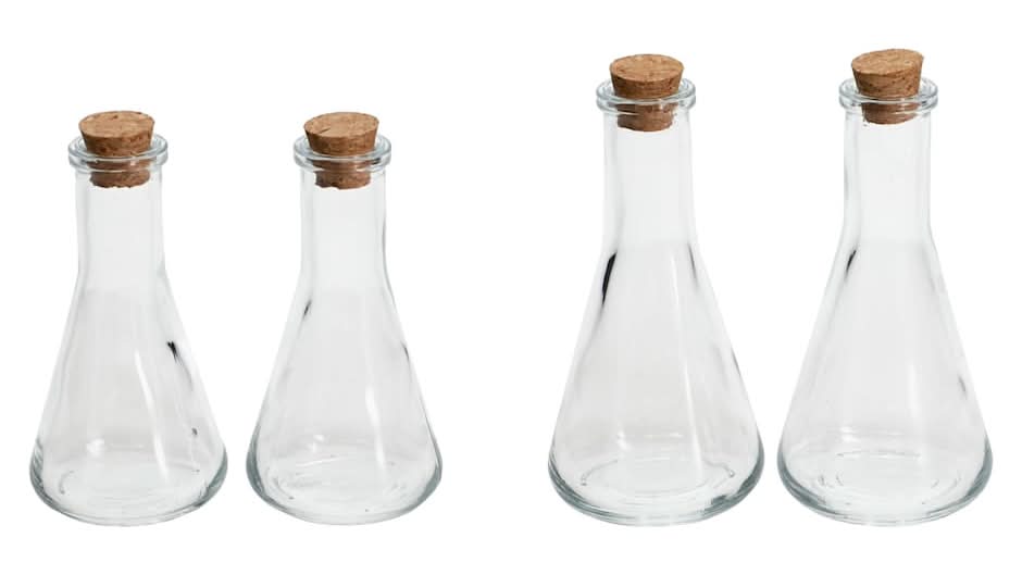 Glass Laboratory Flasks, Assorted Sizes, 2-pc Pack.