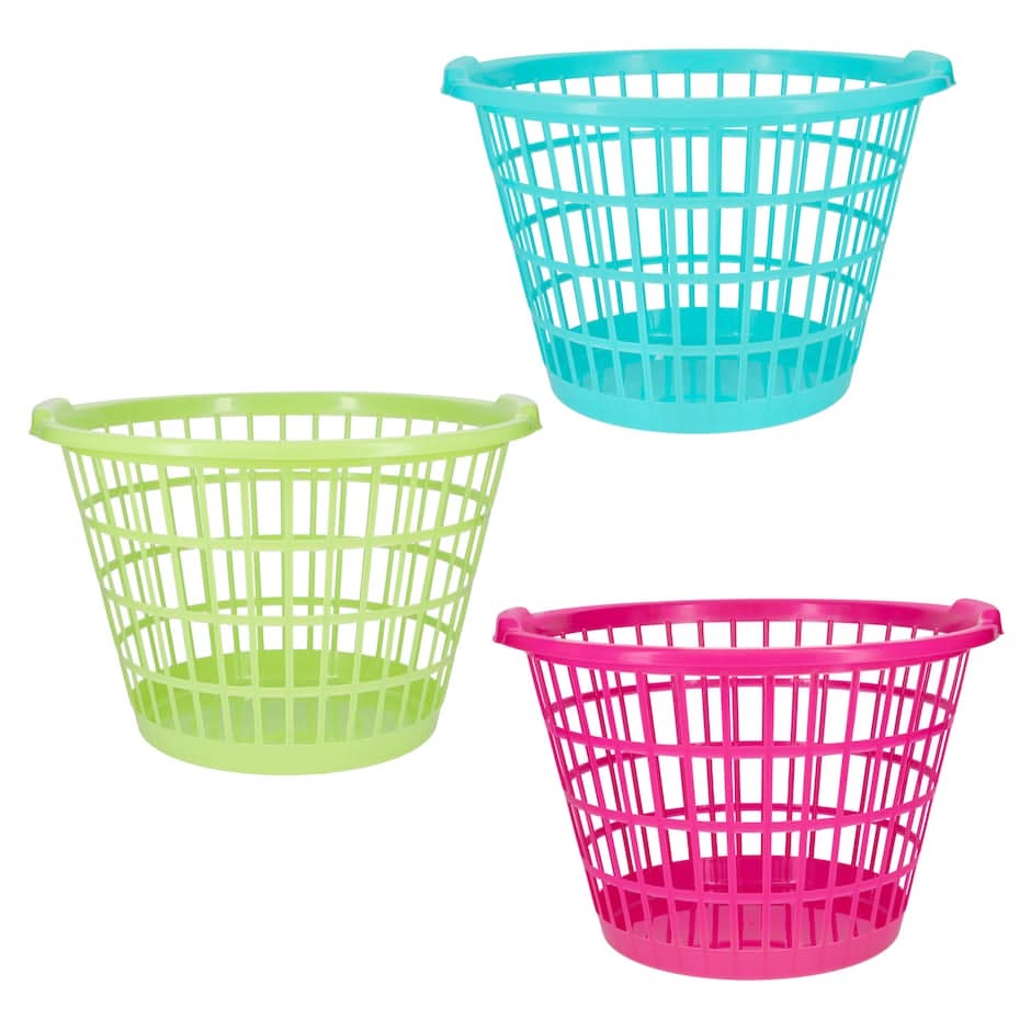 Large Plastic Laundry Basket, Assorted Colors, 1-ct.