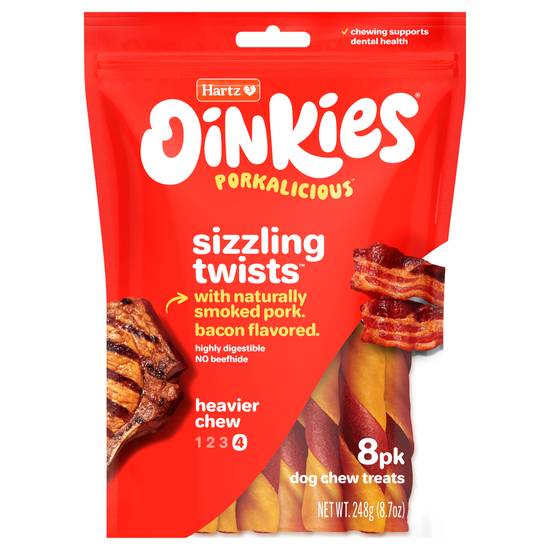 Hartz Oinkies Smoked Bacon Flavored Wrap Pig Skin Treats ( 8 ct)