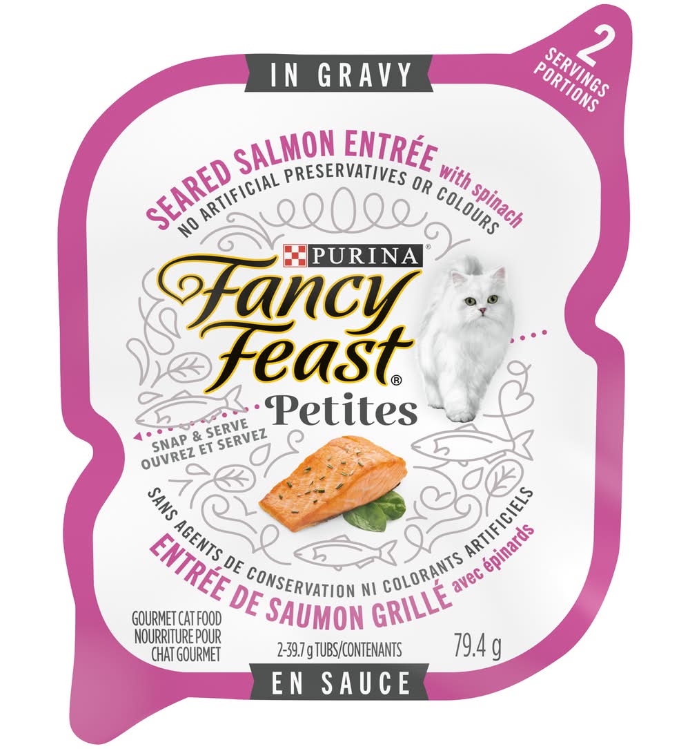 Fancy feast saumon epinard en sauce (79.4 g) - petites salmon spinach in gravy cat food (79.4 g)