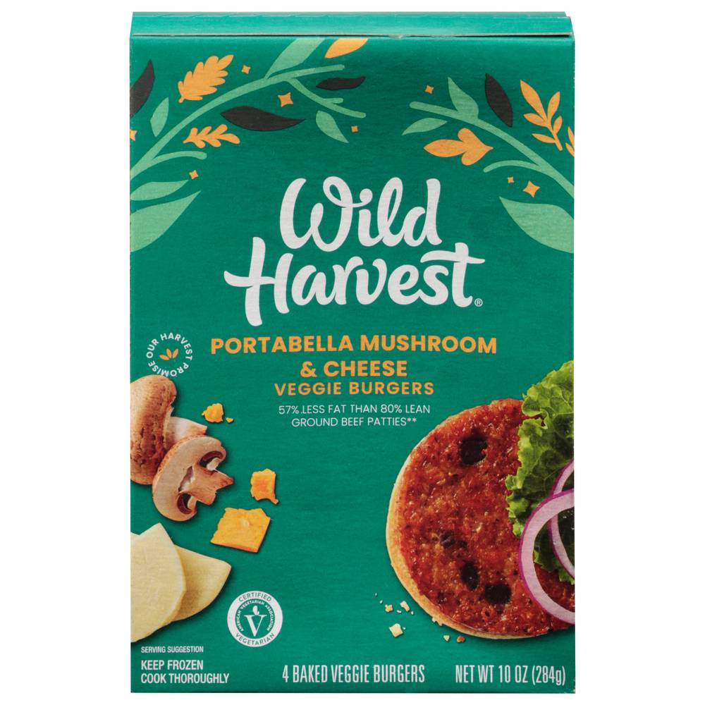 Wild Harvest Portabella Mushroom & Cheese Veggie Burgers