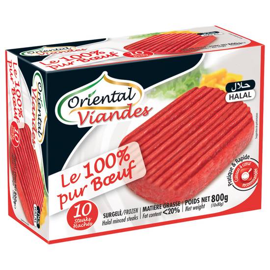 Oriental Viandes - Steaks hachés pur bœuf halal 20%mg (10 pièces)