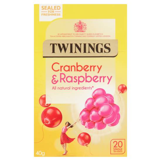 Twinings Cranberry & Raspberry Single Tea Bags (20 pack, 40 g)