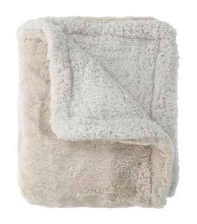 Luxe Collection Faux Fur Reversible Throw 50inx60in Light Beige