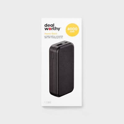 Dealworthy Power Bank With Micro Usb Cable 4000mah, Black (2 ct)