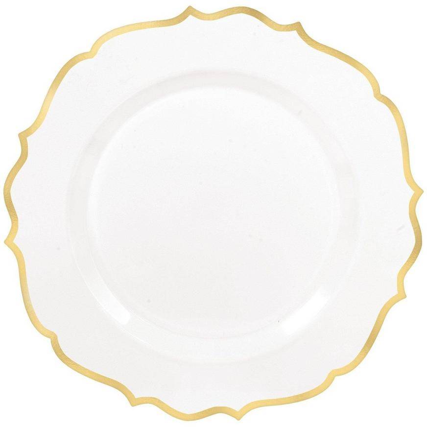 Party City Ornate Gold Trimmed Premium Plastic Dinner Plates (20 ct) (10.5 in)