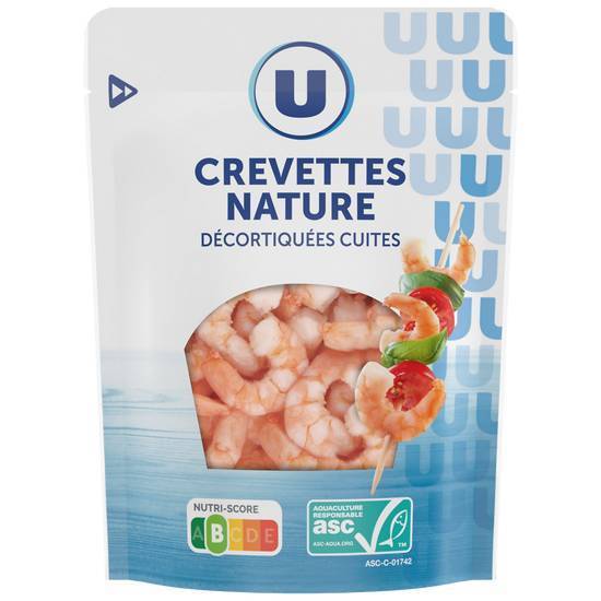 U - Crevettes nature cuites et décortiquées
