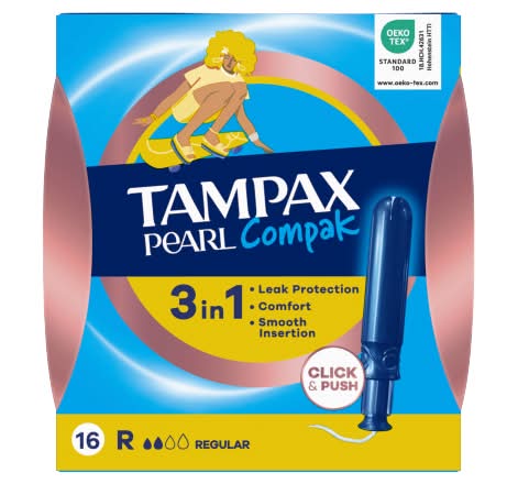 Tampax Pearl Compak Regular Tampons With Applicator (16 pack)