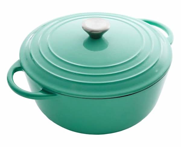 REAL SIMPLE Green Enameled Cast Iron Dutch Oven, 5qt