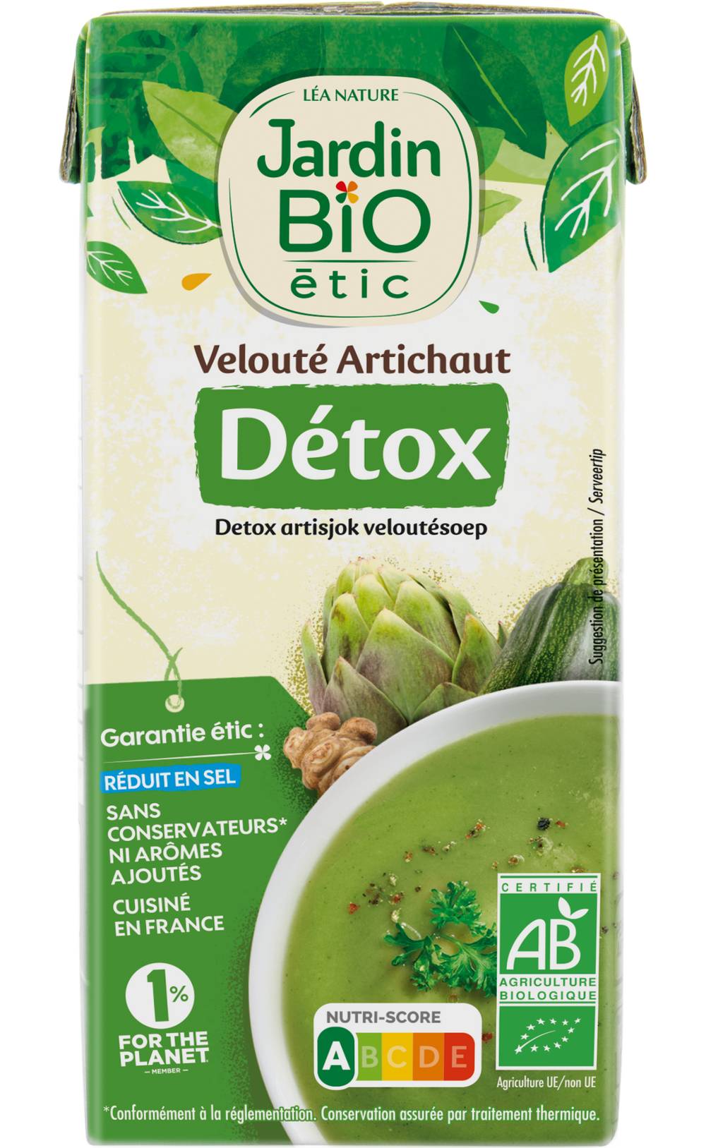 Jardin Bio - Soupe à l'artichaut détox bio velouté aux légumes (330ml)