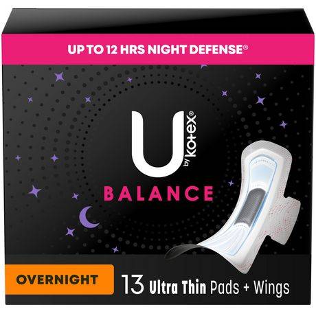 U By Kotex Balance Ultra Thin Pads With Wings Night (13 units)