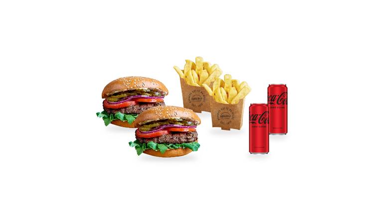 2 x Burger+ 2 x frytki+2 x Coca Cola