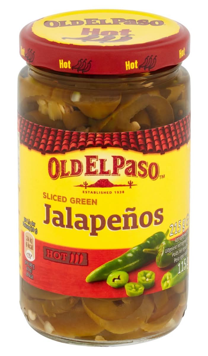 Old El Paso Sliced Green Jalapeños Hot 215 g