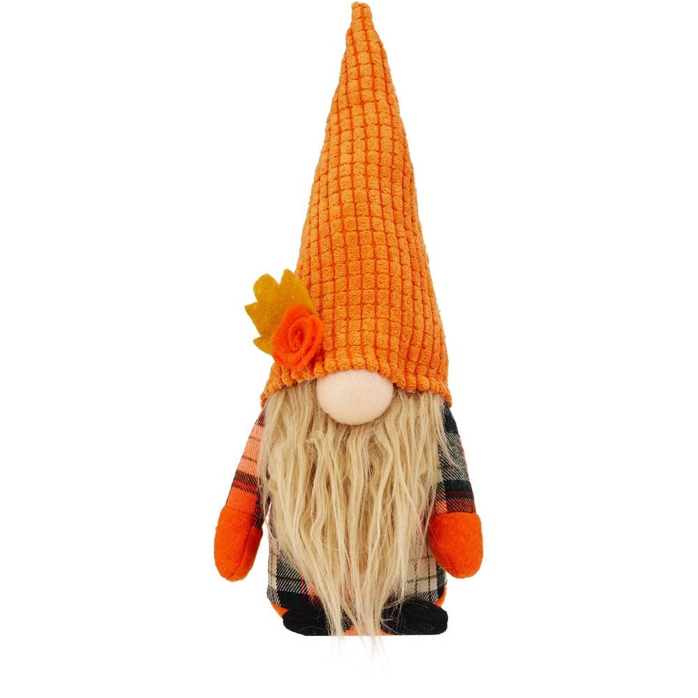 Fall Fest Fabric Gnome, Orange Plaid