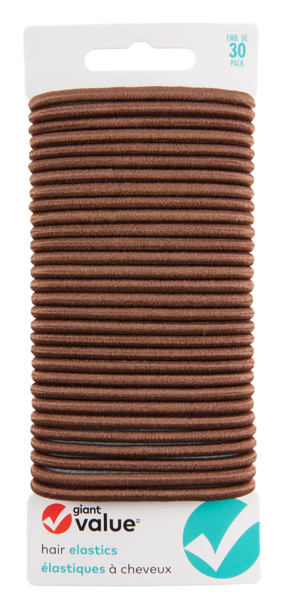 Giant Value Hair Elastics, Brown (30 ct)
