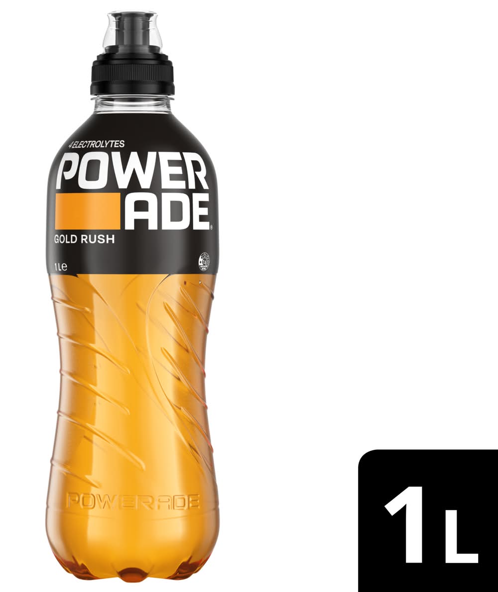 Powerade Ion4 Isotonic Sports Drink Sipper Cap, Gold Rush (1L)