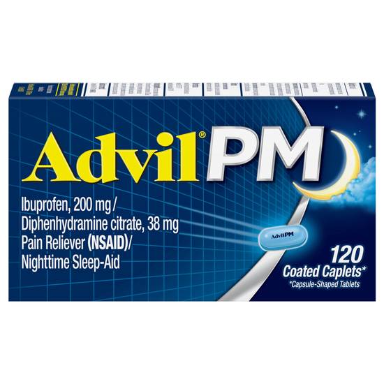 Advil Pm Ibuprofen Pain Reliever/Nighttime Sleep-Aid Coated Caplets (120 ct)