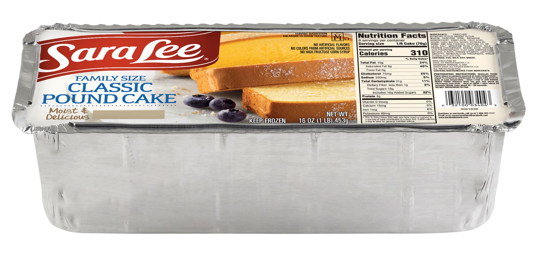 Sara Lee Moist Delicious Classic Pound Cake, Butter (16 oz)