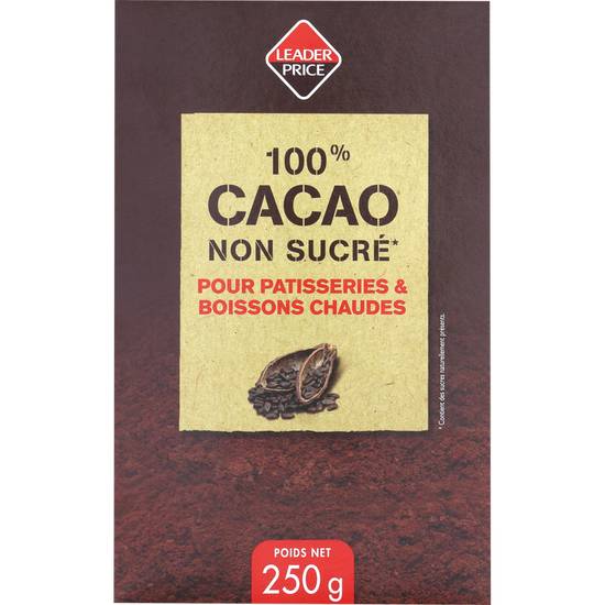Boîte pur cacao 100% Leader Price 250g