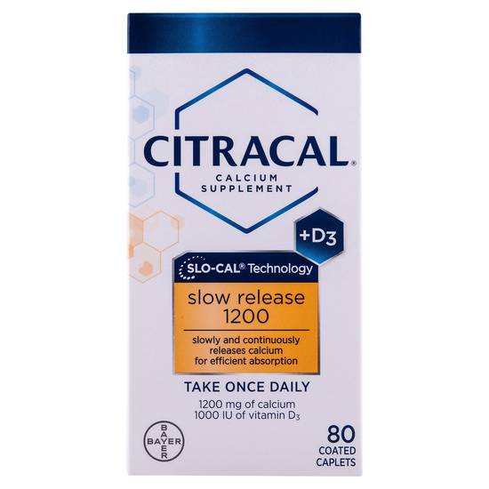 Citracal Slow Release 1200+vitamin D3 Coated Calcium Caplets (80 ct)