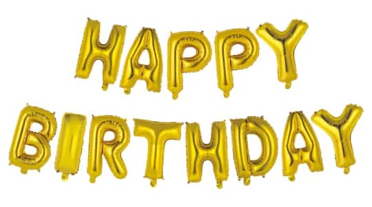 Celebrate It Happy Birthday Foil Balloon Banner Kit, Gold (15 ct)